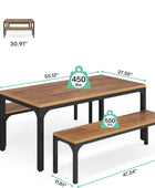 Juego de mesa de comedor de 55 pulgadas, moderna mesa de comedor de 3 piezas