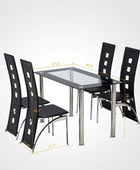 Juego de mesa de comedor de 5 piezas, mesa de cocina de cristal con 4 sillas de