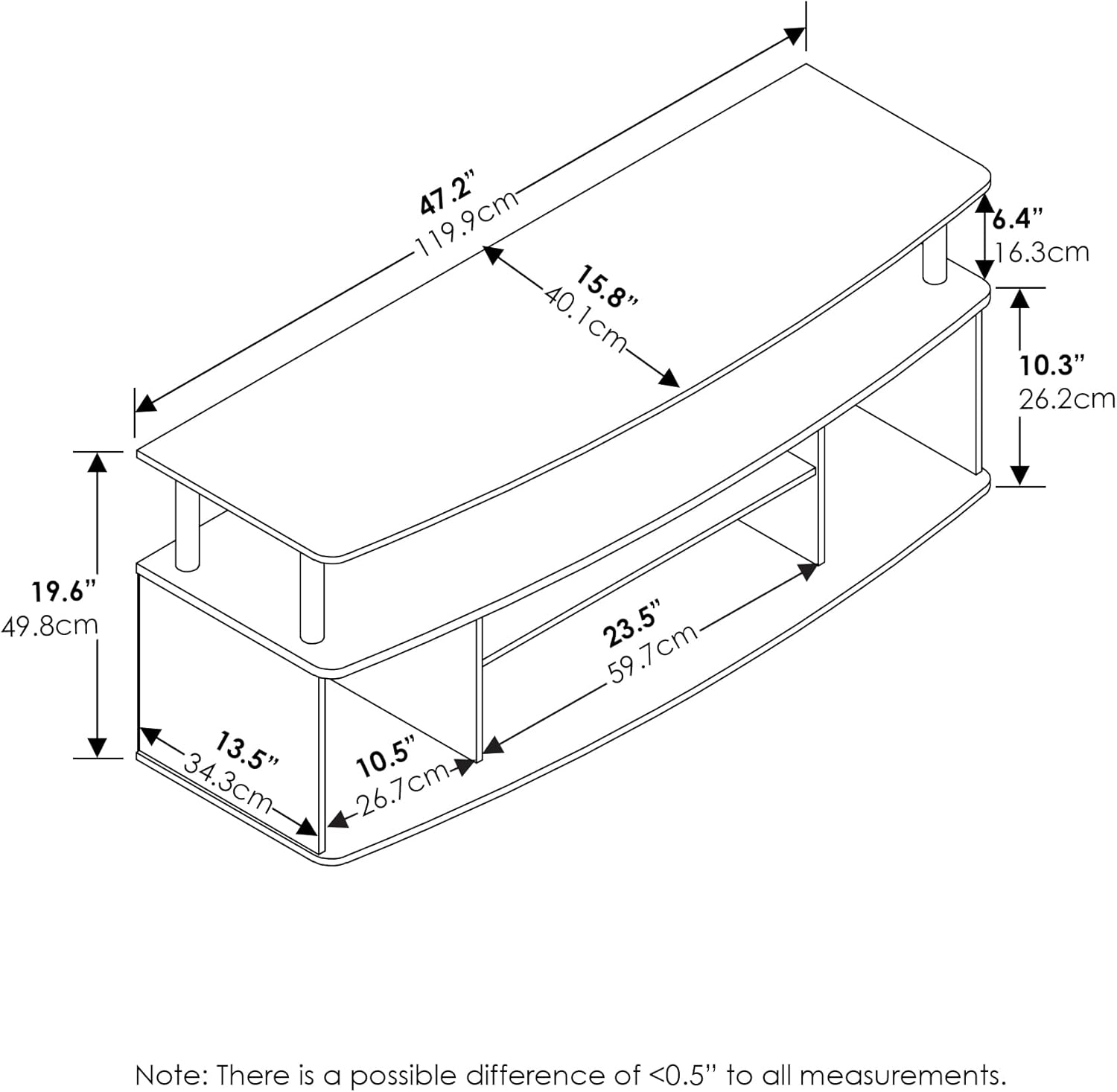Furinno Jaya - Soporte grande para centro de entretenimiento, para televisor de...