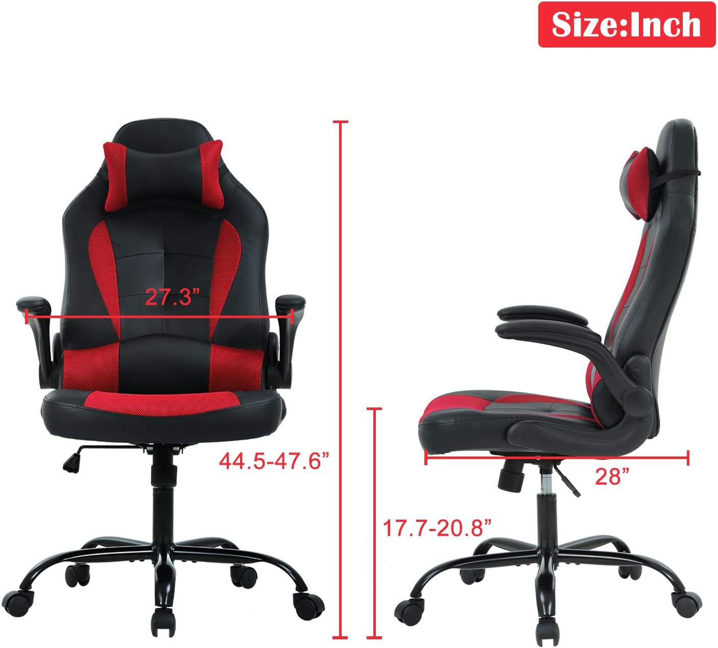 Silla de videojuegos, silla de computadora de piel sintética ajustable con...