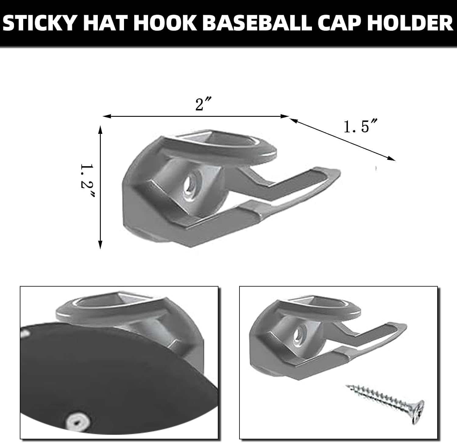 Paquete de 24 ganchos para sombreros para gorras de béisbol, organizador de