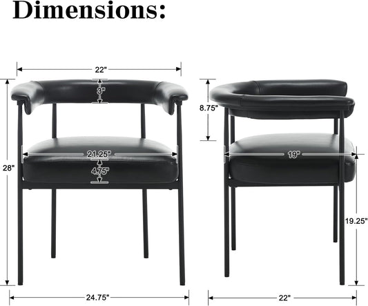 Juego de 2 sillas de comedor de piel sintética, sillas de cocina tapizadas con