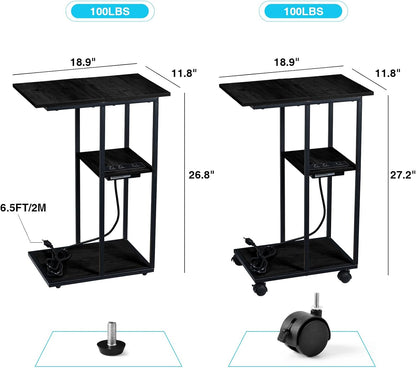 Mesa auxiliar en forma de C  Mesa C sobre ruedas  Mesita de noche con ruedas,...