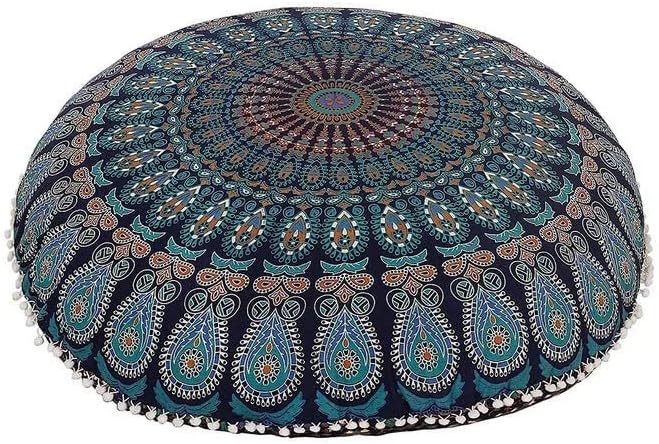 Funda de almohada de algodón grande de 32 pulgadas con diseño de mandala, cojín...