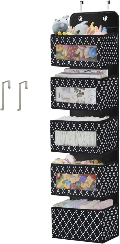 Organizador para colgar sobre la puerta con 5 compartimentos grandes, plegable,