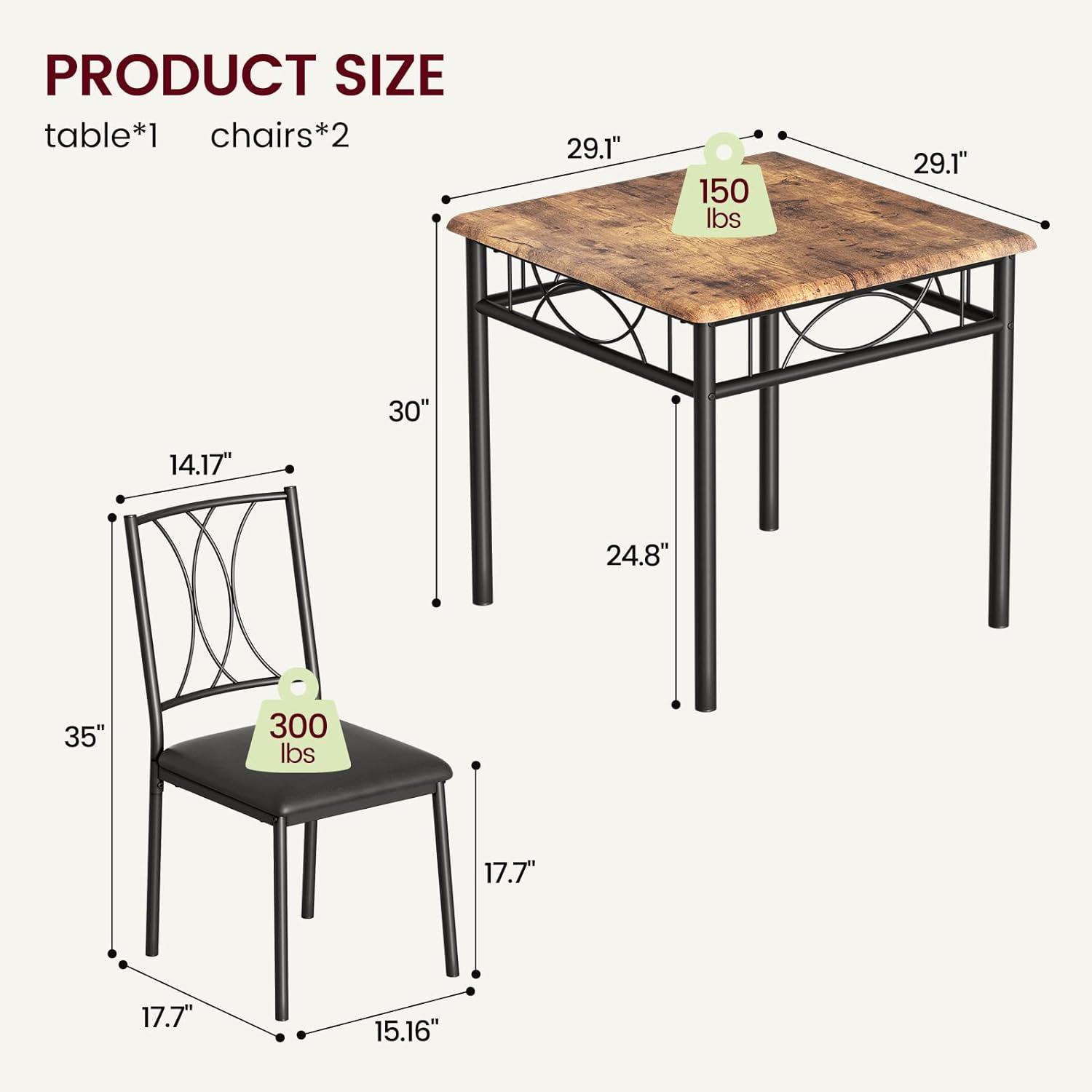 IDEALHOUSE Juego de mesa de comedor para 2, mesa de cocina y sillas para 2,