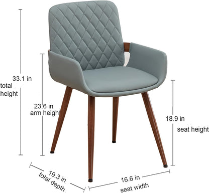 Mid Century Modern Dining Chairs Set of 2 Accent Faux Leather Chair Bentwood