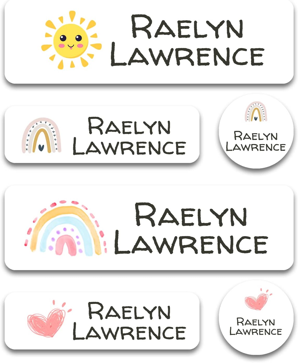 Etiquetas de nombre personalizadas para niños para guardería (180 unidades),...