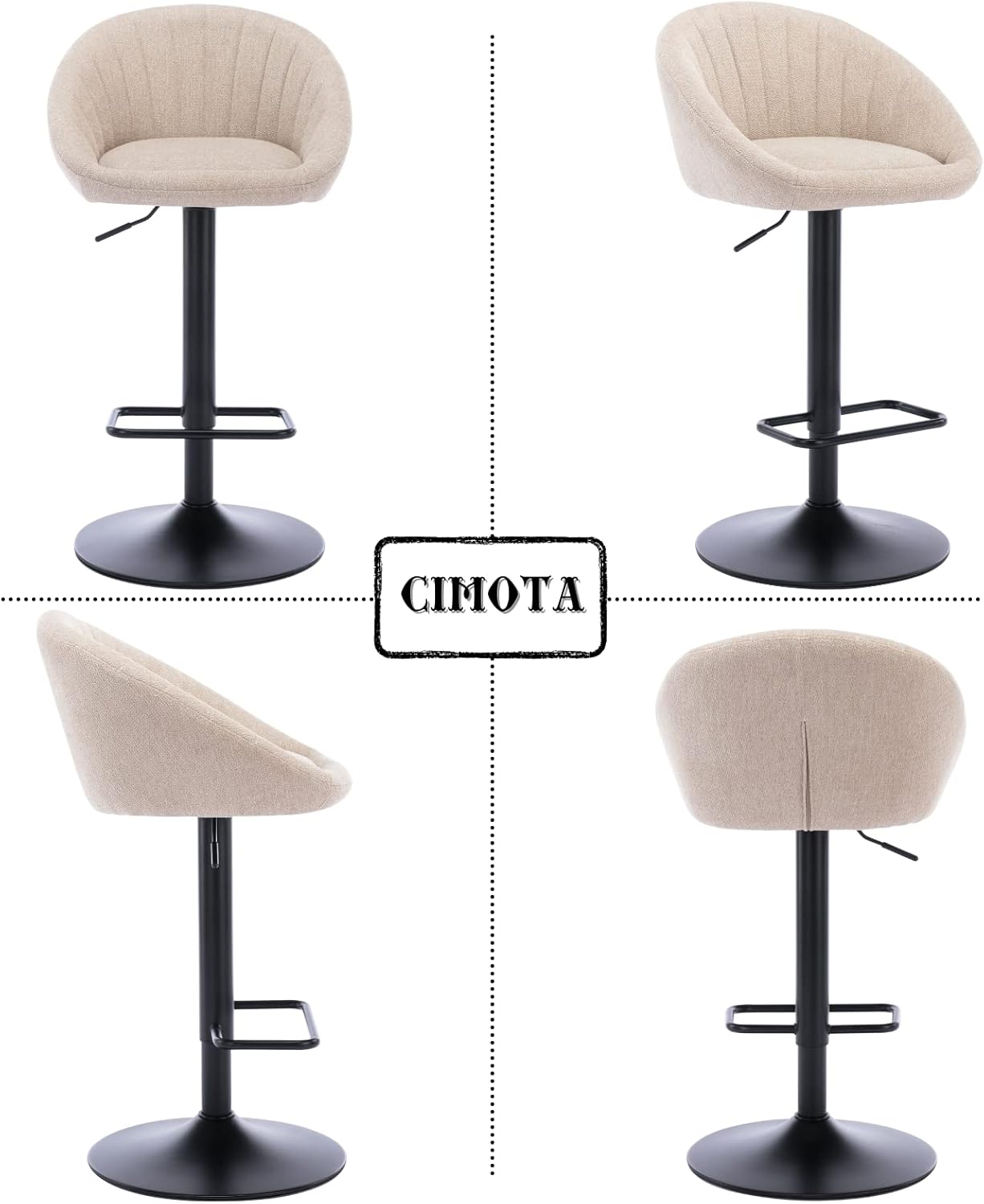 CIMOTA Juego de 2 taburetes de bar ajustables giratorios modernos, sillas de...