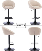 CIMOTA Juego de 2 taburetes de bar ajustables giratorios modernos, sillas de...
