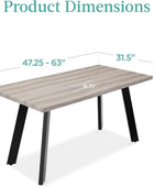 Mesa de comedor extensible de 47 a 63 pulgadas, moderna mesa de cocina