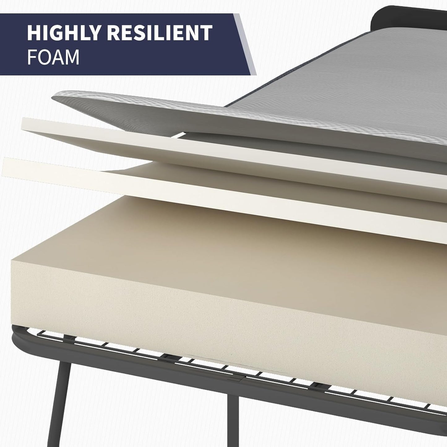 Cama plegable, cama plegable de 75 x 38 pulgadas con colchón de 5 pulgadas de