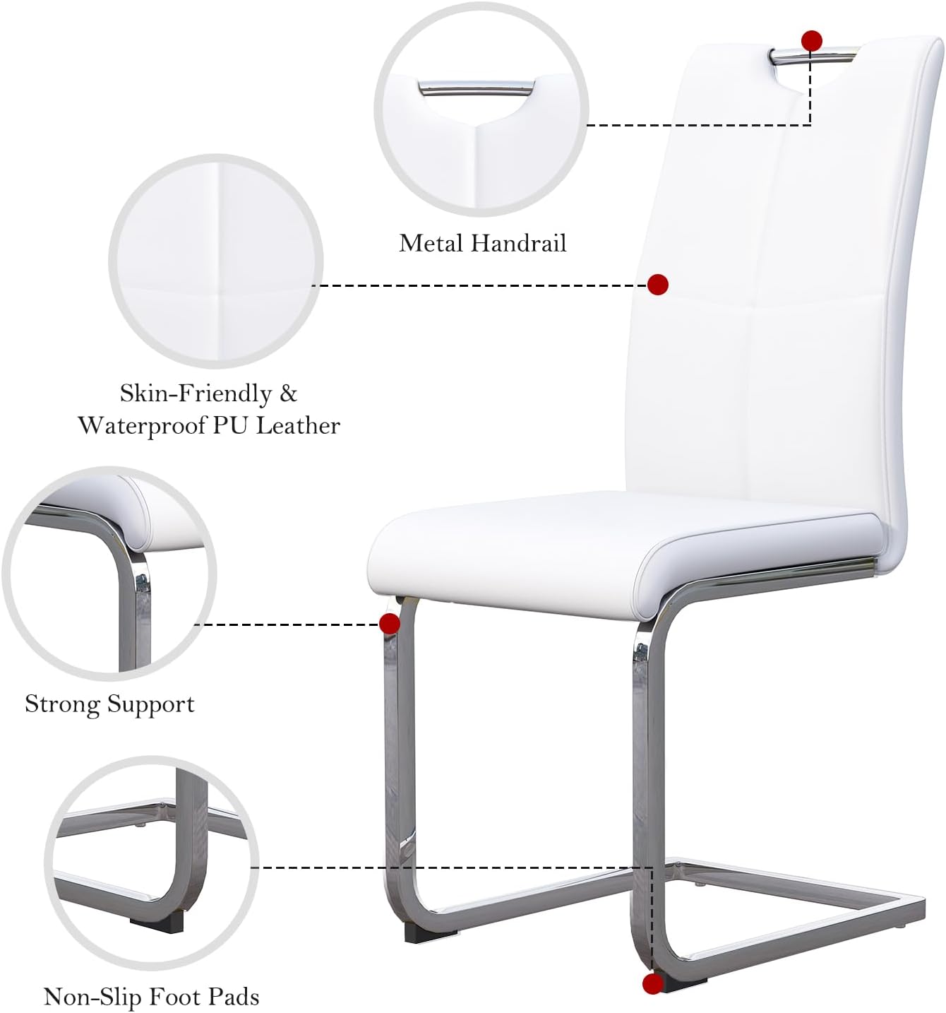 Juego de 4 sillas de comedor, modernas sillas de comedor de piel sintética,