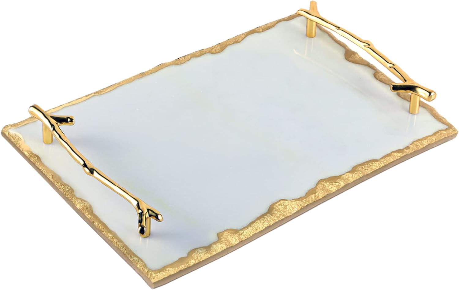 LAGOM HOUSE Bandeja de mármol, oro blanco, 11.8 x 7.9 x 1.6 pulgadas, bandeja...