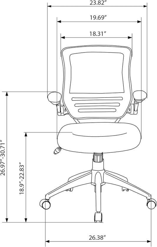 Realspace Calusa - Silla de malla con respaldo medio, color negro