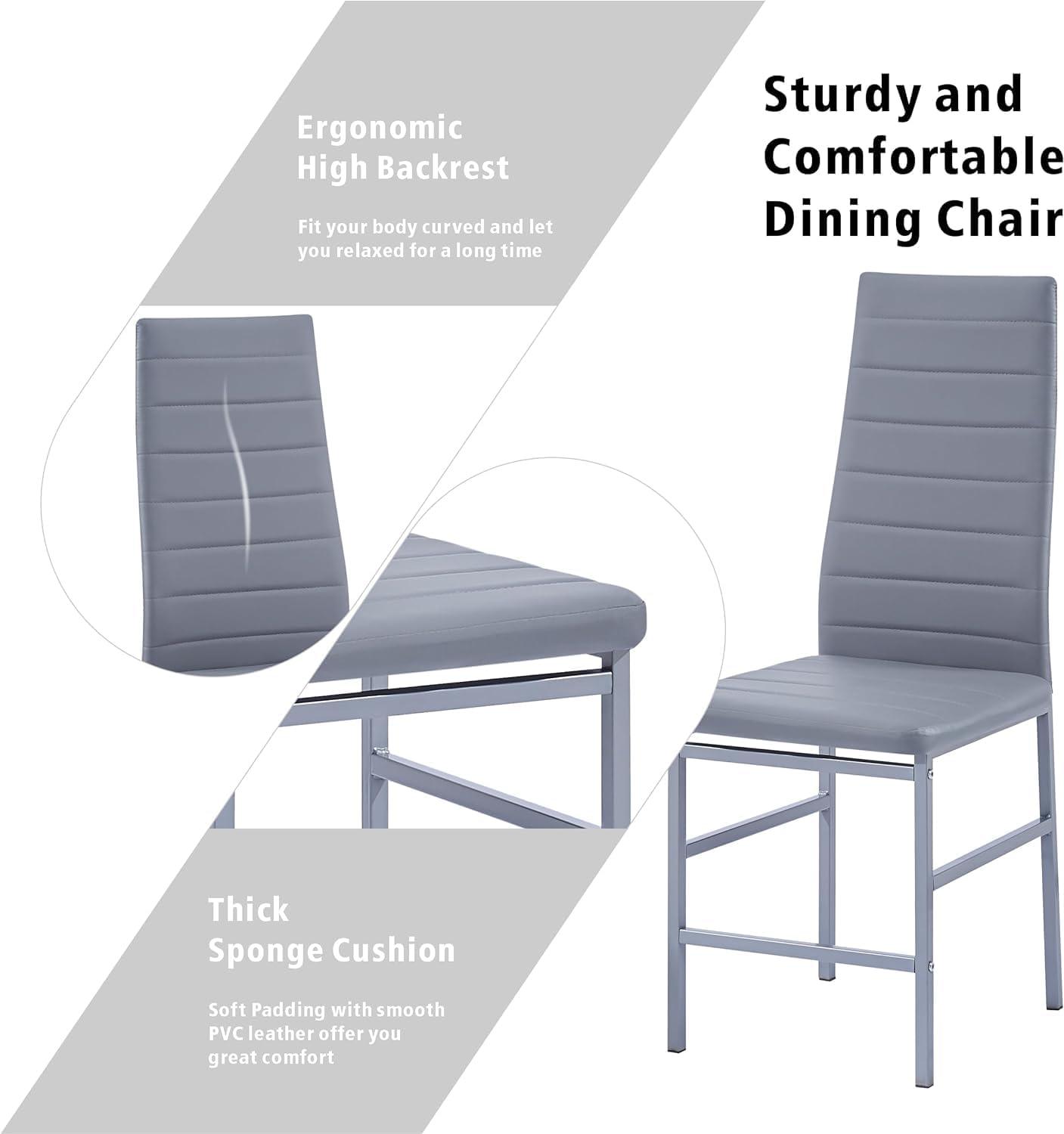 Juego de 5 sillas de comedor redondas de cristal, mesa redonda con patas