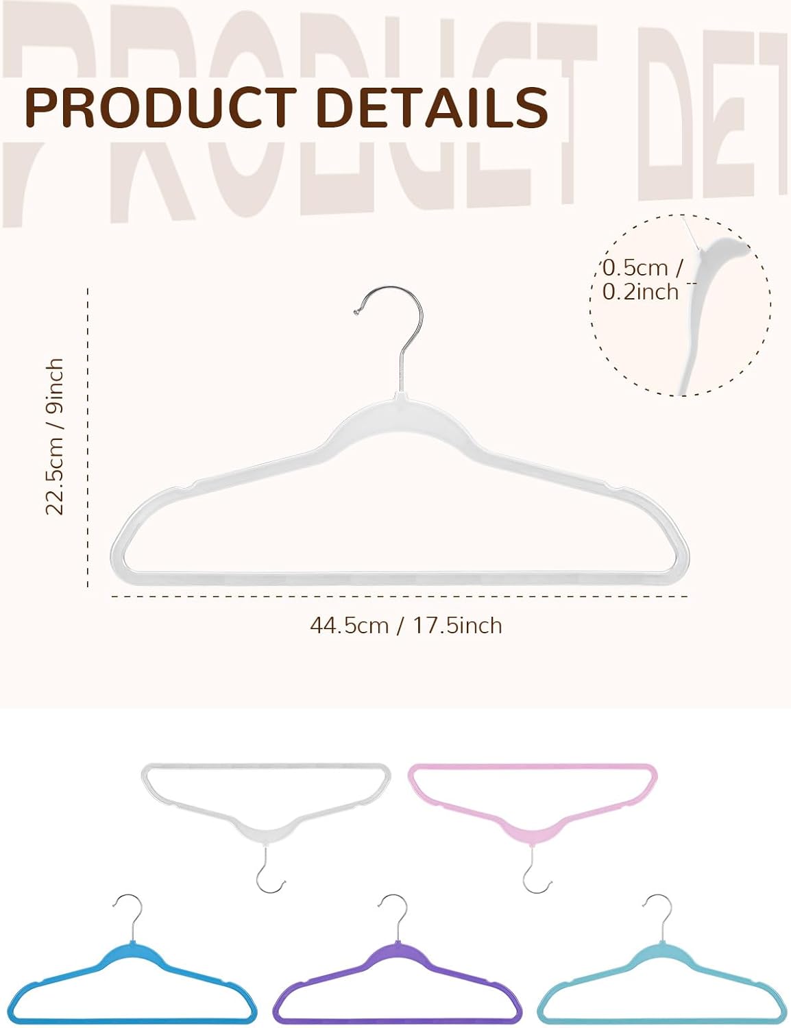HOUSE DAY Paquete de 20 perchas de plástico, perchas blancas extra anchas con...