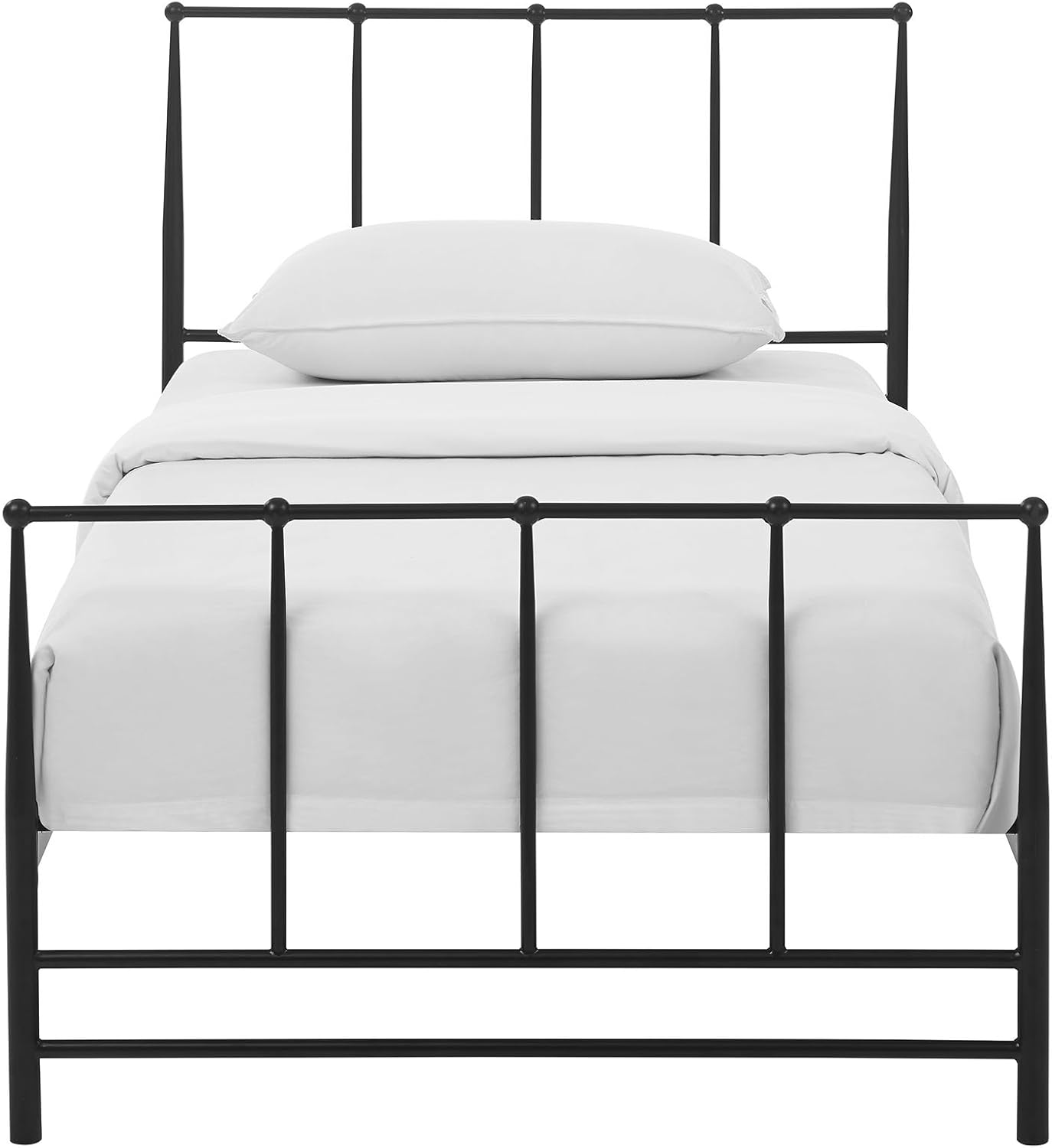 Modway Cama de plataforma gemela de metal de acero con soporte de listones de...