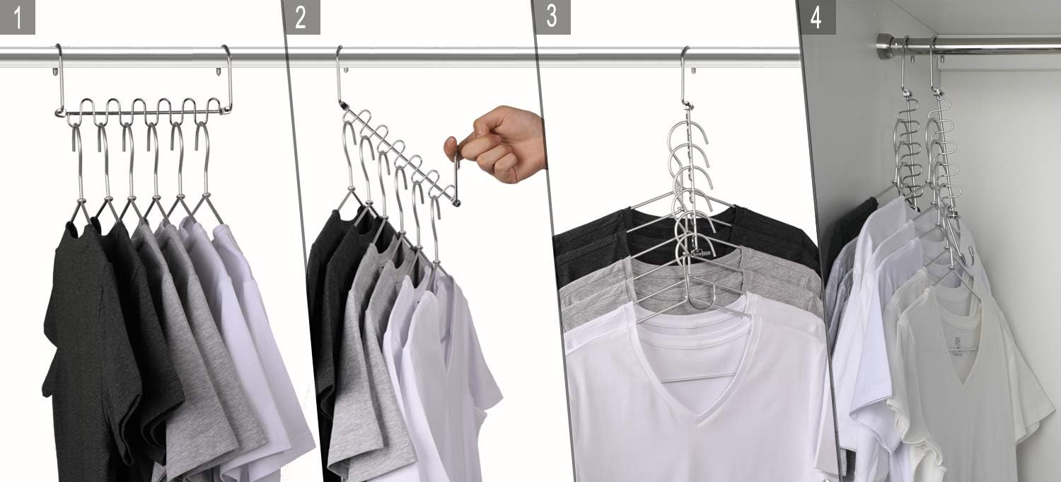 Paquete de 12 perchas de metal mágico en cascada para ahorrar espacio,