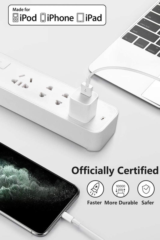 Paquete de 4 cables de carga Lightning a USB con certificación MFi de Apple,...