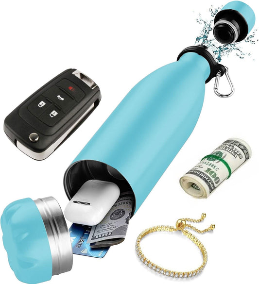 Botella de agua Diversion Safe Botella de acero inoxidable azul con
