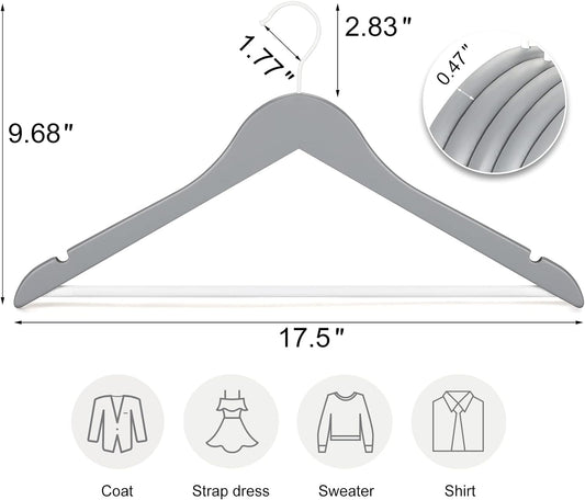 TOPIA HANGER Perchas de madera prémium con barra antideslizante para...