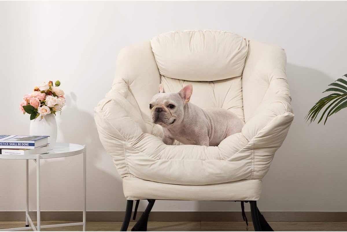 AbocoFur silla perezosa de tela moderna, silla de descanso contemporánea, marco...