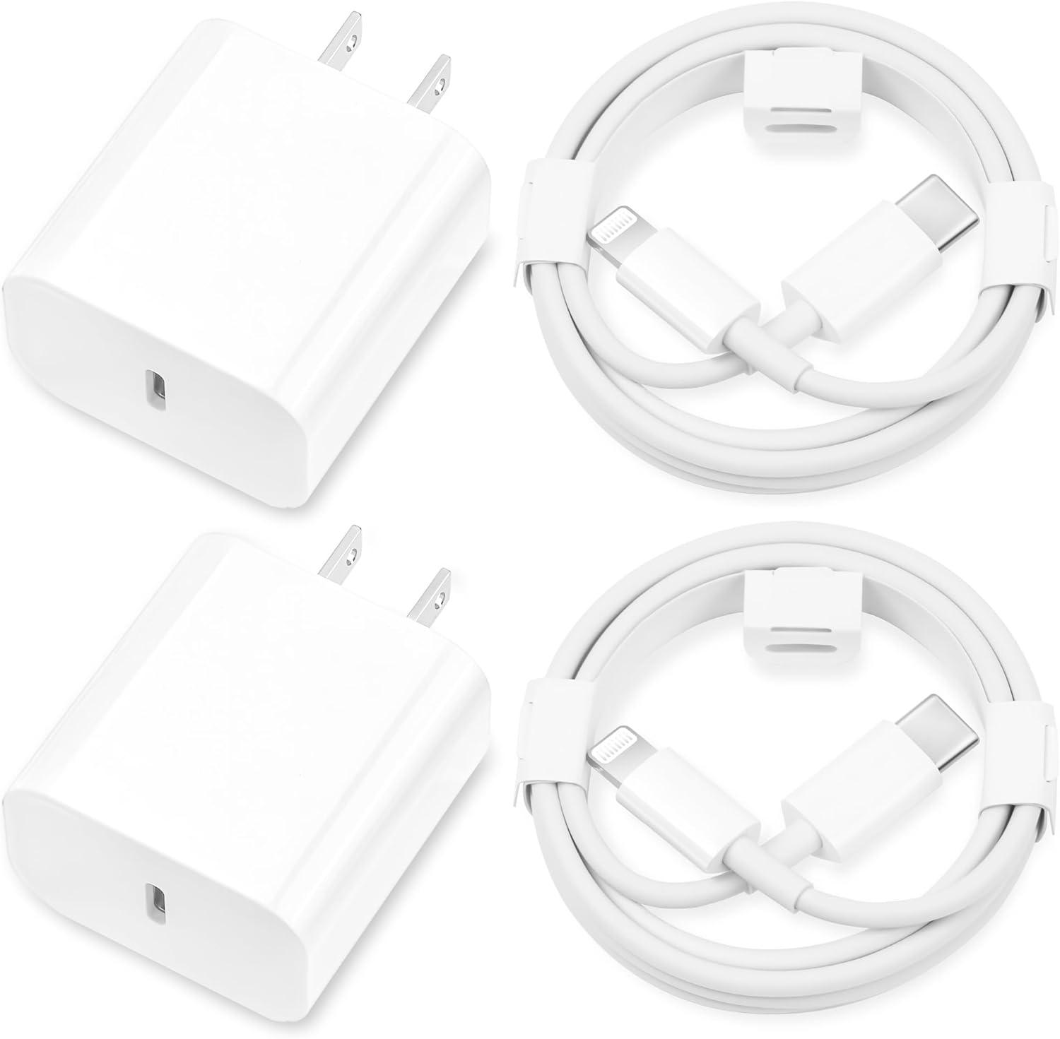 Cargador de iPhone de carga rápida, certificado MFi, paquete de 2 bloques de...