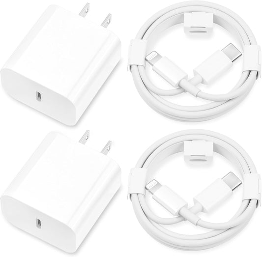 Cargador de iPhone de carga rápida, certificado MFi, paquete de 2 bloques de...
