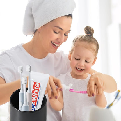Soportes para cepillos de dientes negros mate para baños, juego de 2 tazas de