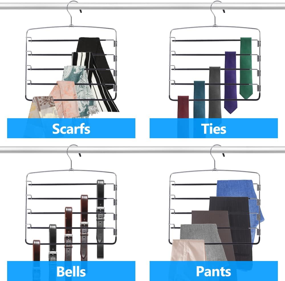 Perchas para pantalones de 2 piezas, organizadores de armario de 5 niveles y