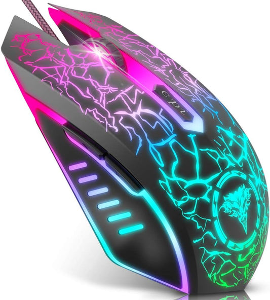 BENGOO Ratón para juegos con cable, ergonómico para computadora portátil gamer,...