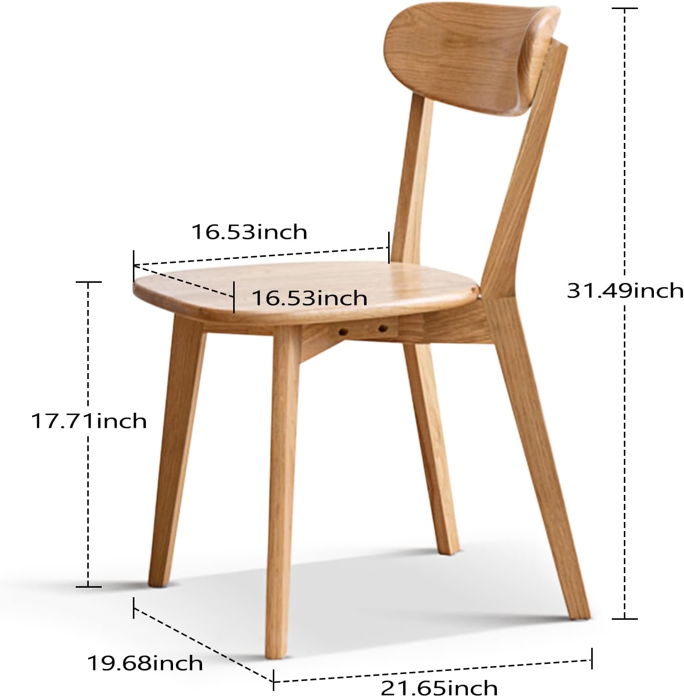 Juego de 2 sillas de comedor 100% madera de roble, sillas de cocina con cómodo