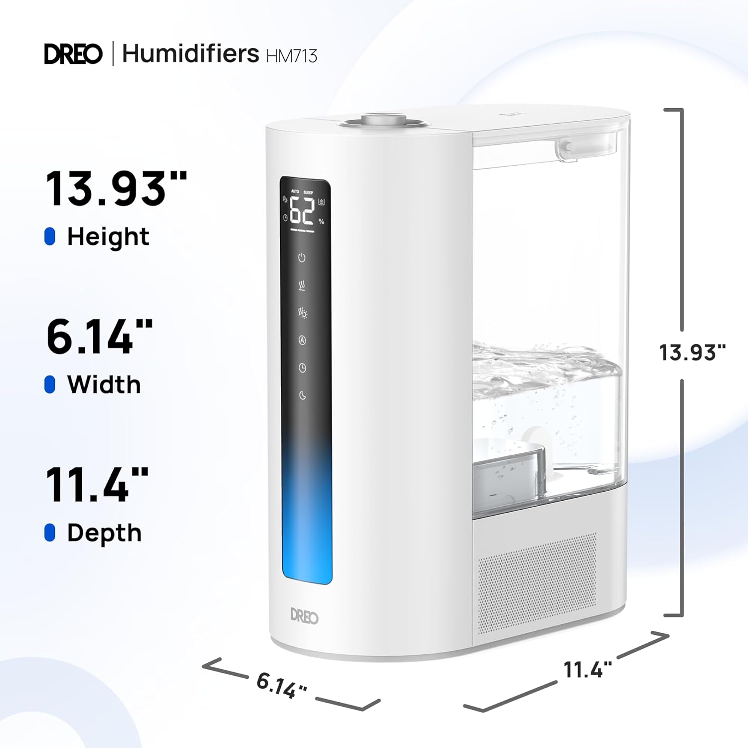 Dreo Humidificador de 6 L para habitación grande, humidificadores de niebla...