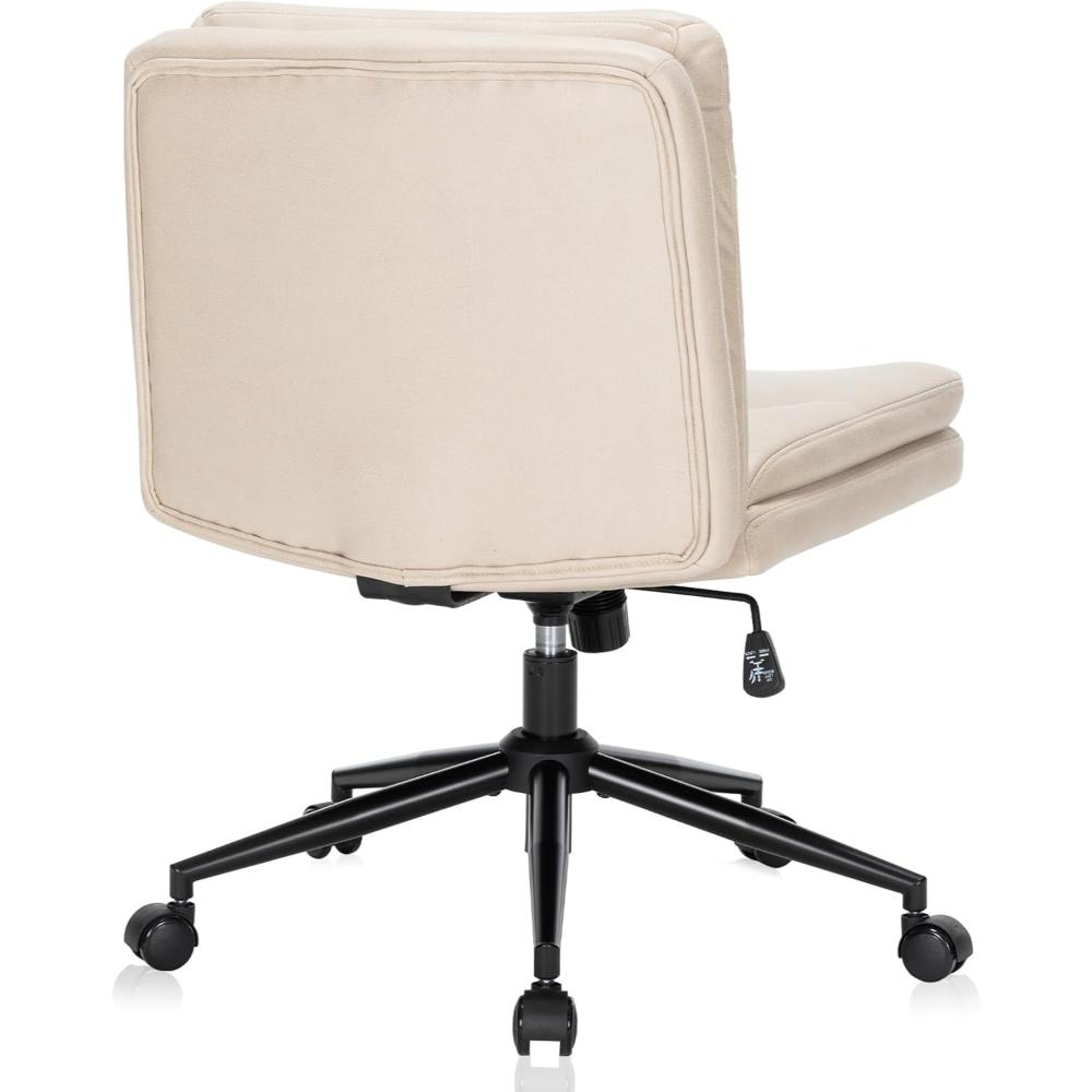 Silla Cruzada Con Patas Para Oficina, Giratoria, ESTRUCO, Gamuza Beige