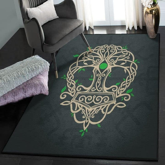 Alfombra vikinga para dormitorio, sala de estar, alfombra artística vikinga...