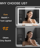 Espejo LED de baño, 40 x 32 pulgadas con luz frontal y retroiluminada,...
