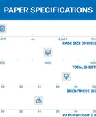 Hammermill Premium Multi-Purpose 24lb Copy Paper, 8.5x 11, 2,500 hojas, Hecho...