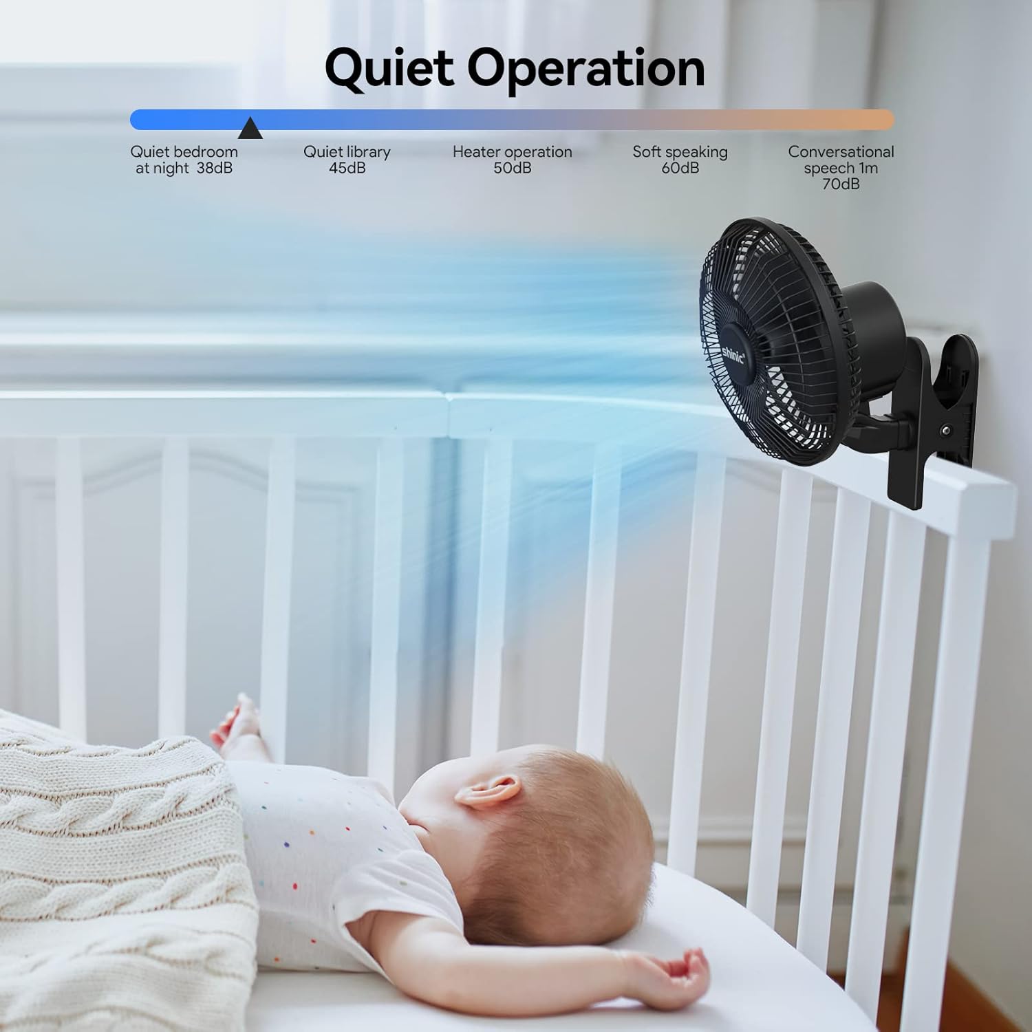 shinic Ventilador de clip de 6 pulgadas con abrazadera fuerte, potente flujo de...