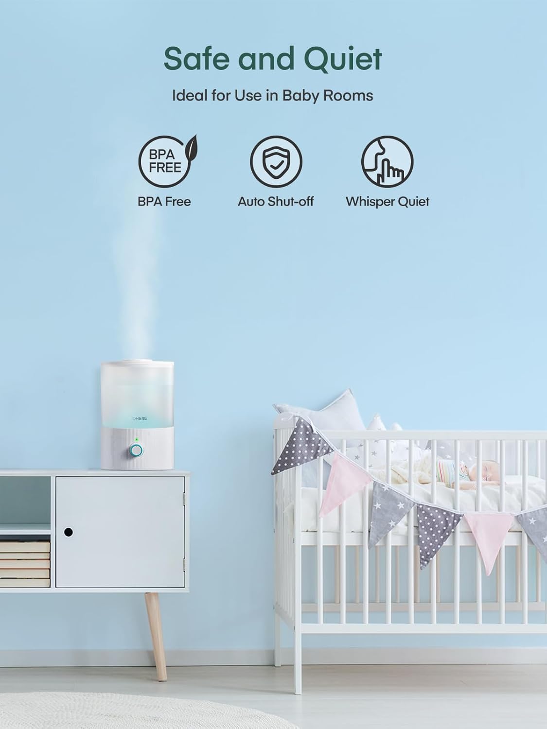 FOHERE Humidificadores para dormitorio, humidificador ultrasónico de niebla...
