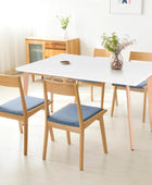 FurnitureR Mesa de comedor rectangular minimalista con patas redondas de madera...