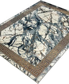 United Rugs HADBA Marble Collection - Alfombra azul de 5 x 7 pies, diseño...