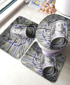 WONDERTIFY Roll Hundred Dollar Bill - Juego de alfombras de baño de 3 piezas,...
