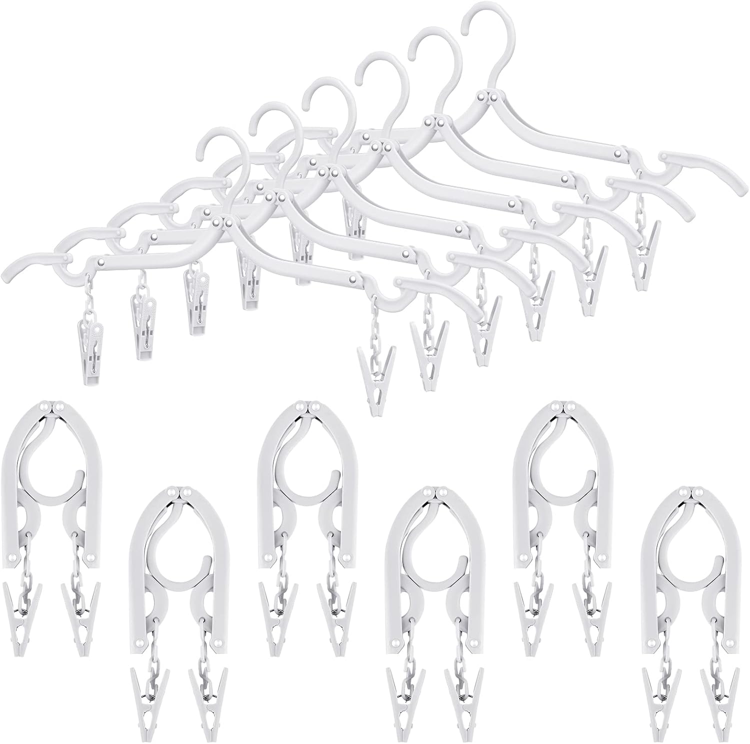 Perchas plegables de viaje plegables con clips, perchas plegables para ropa,
