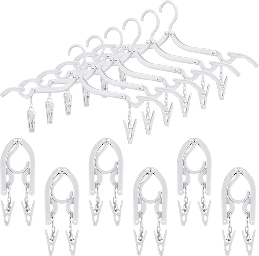 Perchas plegables de viaje plegables con clips, perchas plegables para ropa,