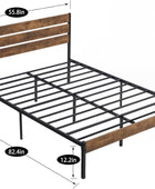 VECELO Base de cama matrimonial con cabecera y estribo de madera rústica...