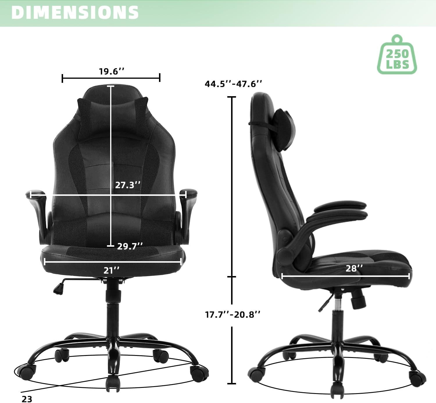 Silla de juegos grande y alta, silla ergonómica de escritorio para computadora,...