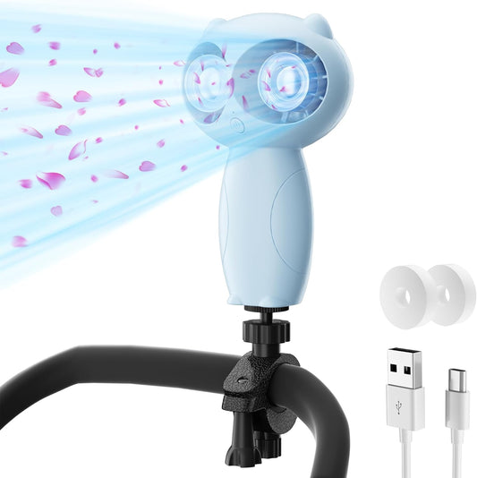 Ventilador de cochecito con clips para bebé, ventilador portátil de cochecito...