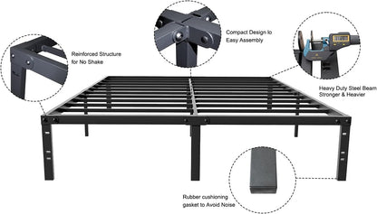 Base de cama de tamaño individual con almacenamiento de metal de 14 pulgadas,