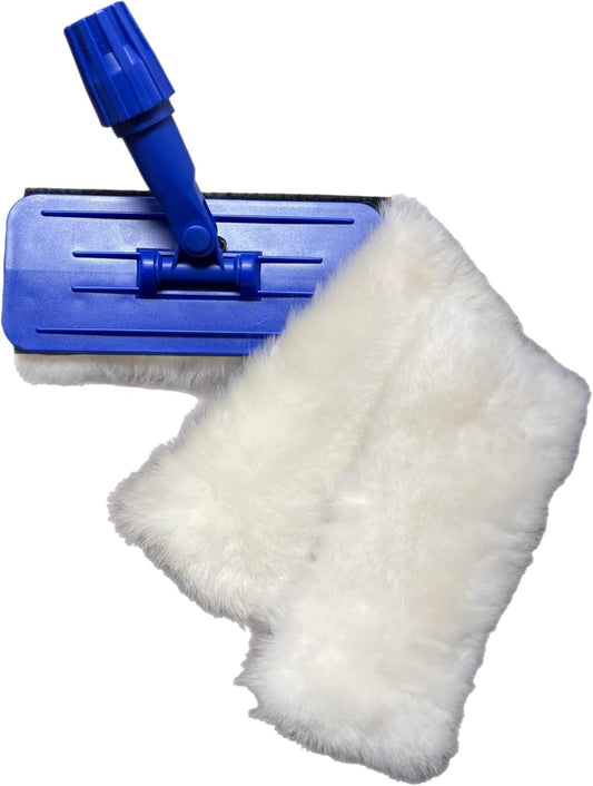 Mopa de lana de cordero auténtica para limpieza de pisos, polvo, encerado,